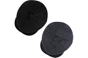 Senker Fashion Newsboy Cap for Men, 8 Panel Wool Blend Ivy Newsies Cabbie Hat Winter Flat Beret for Old Man Cabbie Driving