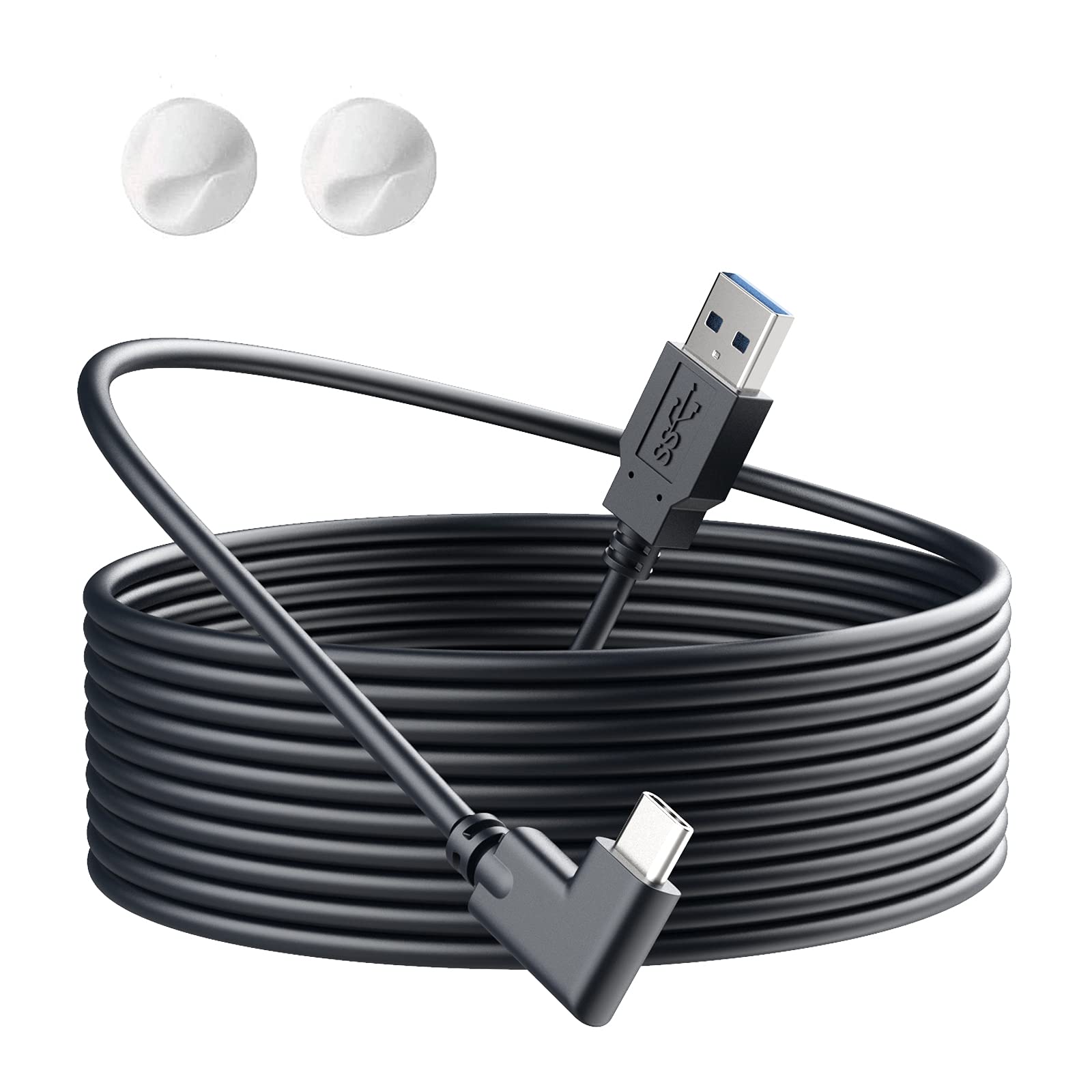 RUJOI VR Link Cable 16FT VR Headset Cable for Oculus Quest 2/Quest 1, 90 Degree 3.2 gen USB C to A High Speed Data Transfer& Fast Charging Cable for Oculus Quest Headset to a Gaming PC,5M/Black