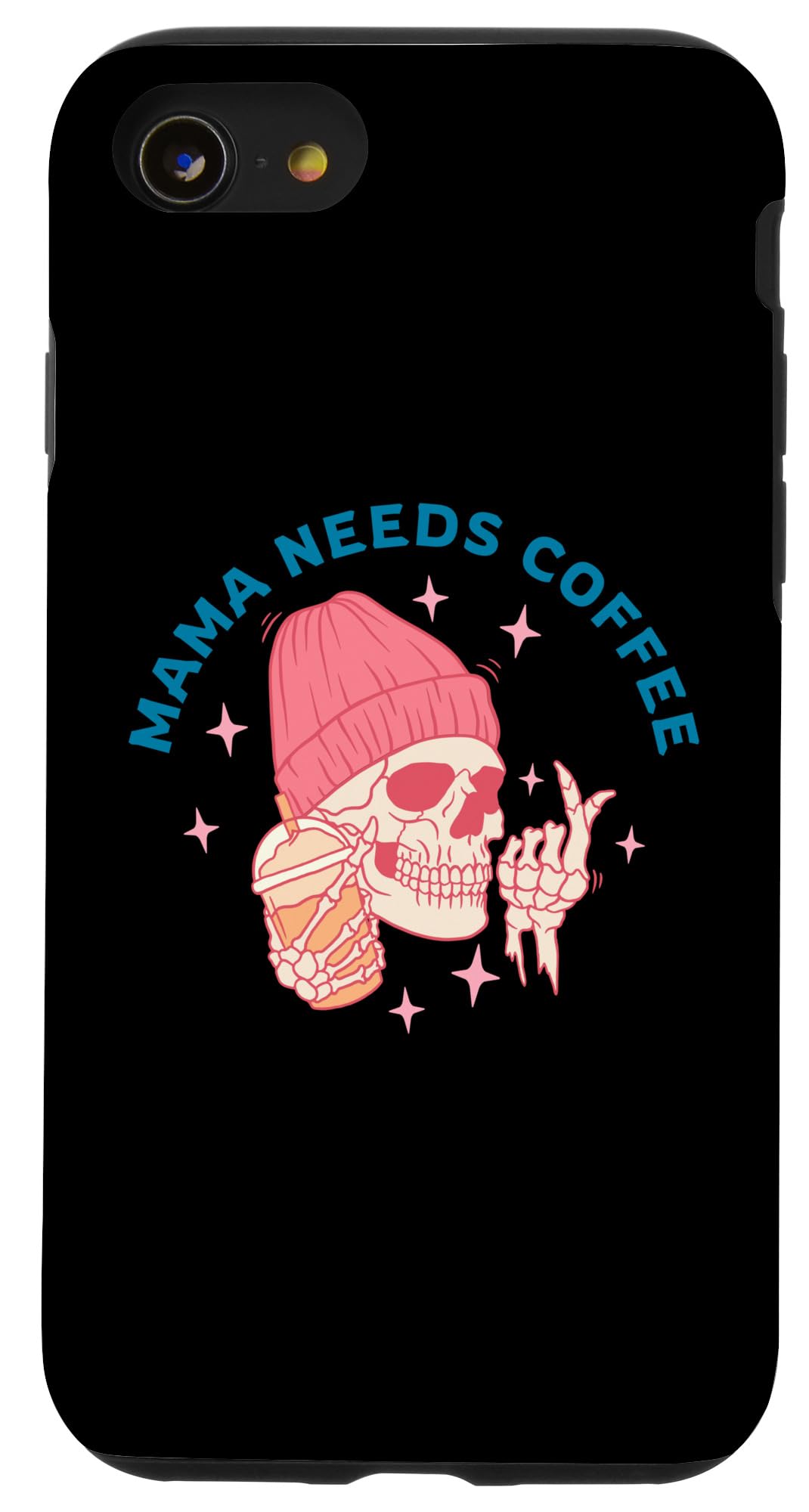 iPhone SE (2020) / 7 / 8 Pink Mama Needs Coffee Halloween Skull Case
