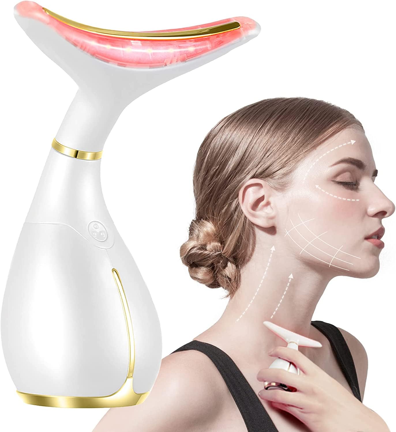 Ms.W Electric Face Massager, Portable Skin Tightening Beauty Toning Device,High Frequency Heat Massager Face Neck Anti Aging Wrinkle Machine,with 45 ±5°C Heat and 3 Massage Modes