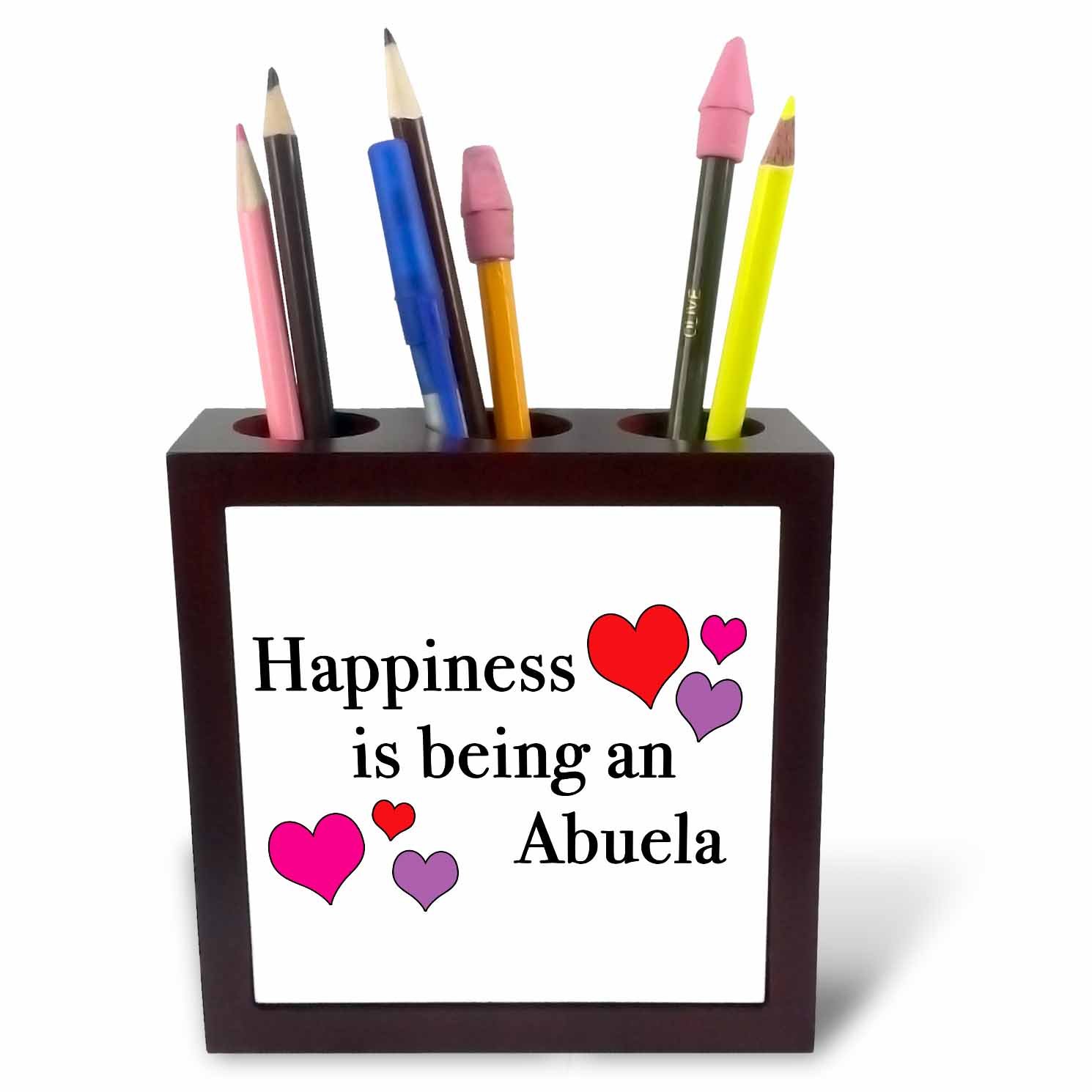 3dRose Happiness is Being an Abuela-Tile Pen Holder, 5-Inch (Ph_223972_1), 5 Inches