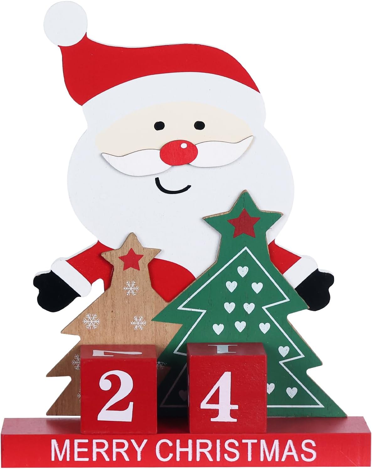 Advent Calendars - DEWBIN Christmas Countdown, Large Size Wood Santa Claus Block with Christmas Tree Christmas Decor, Advent Calendar Christmas Decorations Indoor for Home Table Fireplace Living Room