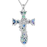 UCADRIT Cross Necklace Sterling Silver Religious Cross Necklace Christian Jewelry Christmas Gifts for Women Mom