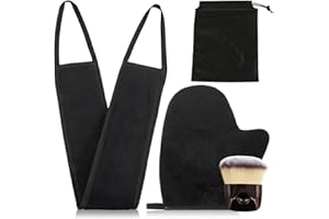 4 Pcs Back Tanning Applicator Kit Face Brush Glove Fake Tan Tool Body Applicator with Storage Bag