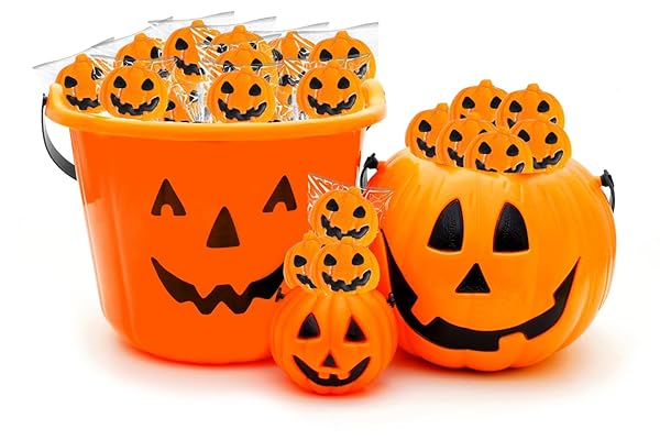 FRUIDLES HALLOWEEN PUMPKIN LOLLIPOP SUCKERS CANDY, SPOOKY, GOODY BAG FILLERS, INDIVIDUALLY WRAPPED (12-PACK)