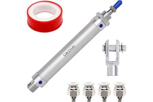 SWZHAI Air Cylinder 16mm Bore 75mm Stroke, Mini Air Pneumatic Cylinder Double Action Single Rod Pneumatic Air Cylinders with Y Connector & 4 Pcs Pneumatic Quick Fitting (MAL16x75)