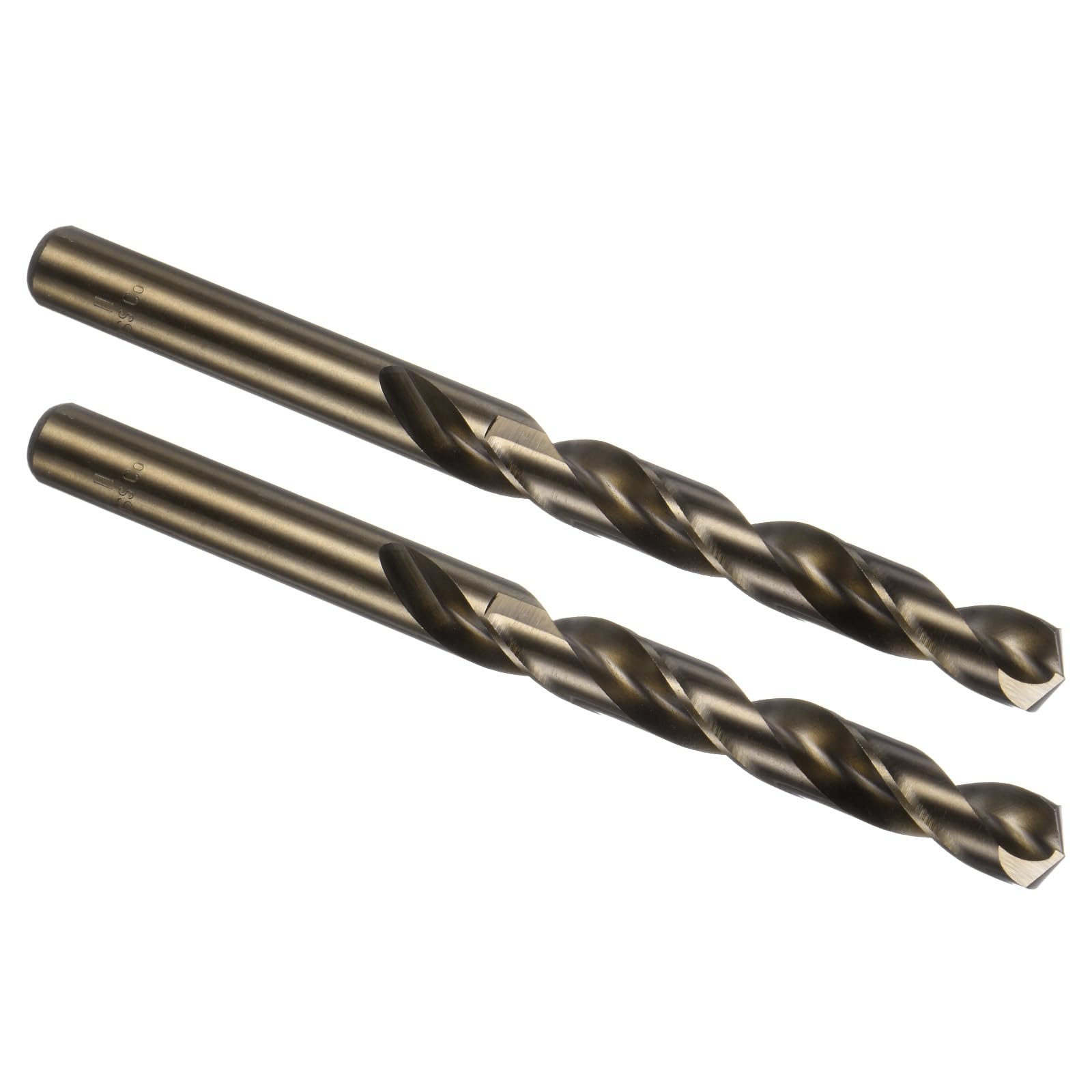 Kozelo 2PCS Twist Drill Bit - [11mm/0.43"] Titanium Plating M35 High-Speed Steel Cobalt Cobalt Round Shank Jobber Bit Set Gold for Metal Wood Plastic Steel Use, 90mm/3.54" Blade Length — image 1