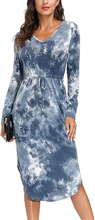 drawstring waist midi dress