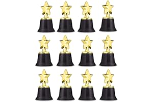 Neliblu Star Gold Award Trophies 4.5" Gold Star Trophy for Small Awards, Winners, Academy Awards and Hollywood Parties, Awards and Trophies Bulk Pack of 12