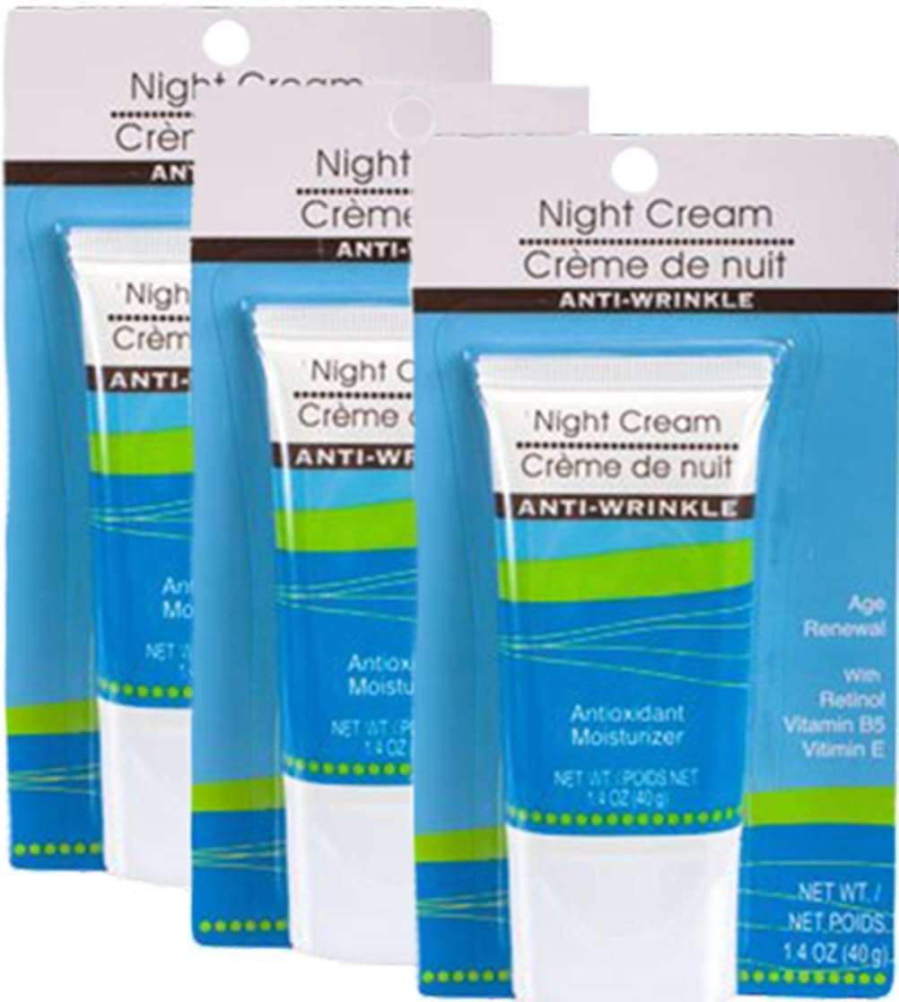 Night Cream Anti-Aging-1.4oz Tube, Anti-Wrinkle Retinol Night Cream, Moisturizing with Vitamin E & Vitamin B5 (Pack of 3)