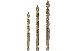 Drill America POUGSCHEX3 3 Piece Cobalt Stepped Drill Bit Kit with Quick Change Hex Shank (3/16, 1/4, 5/16)