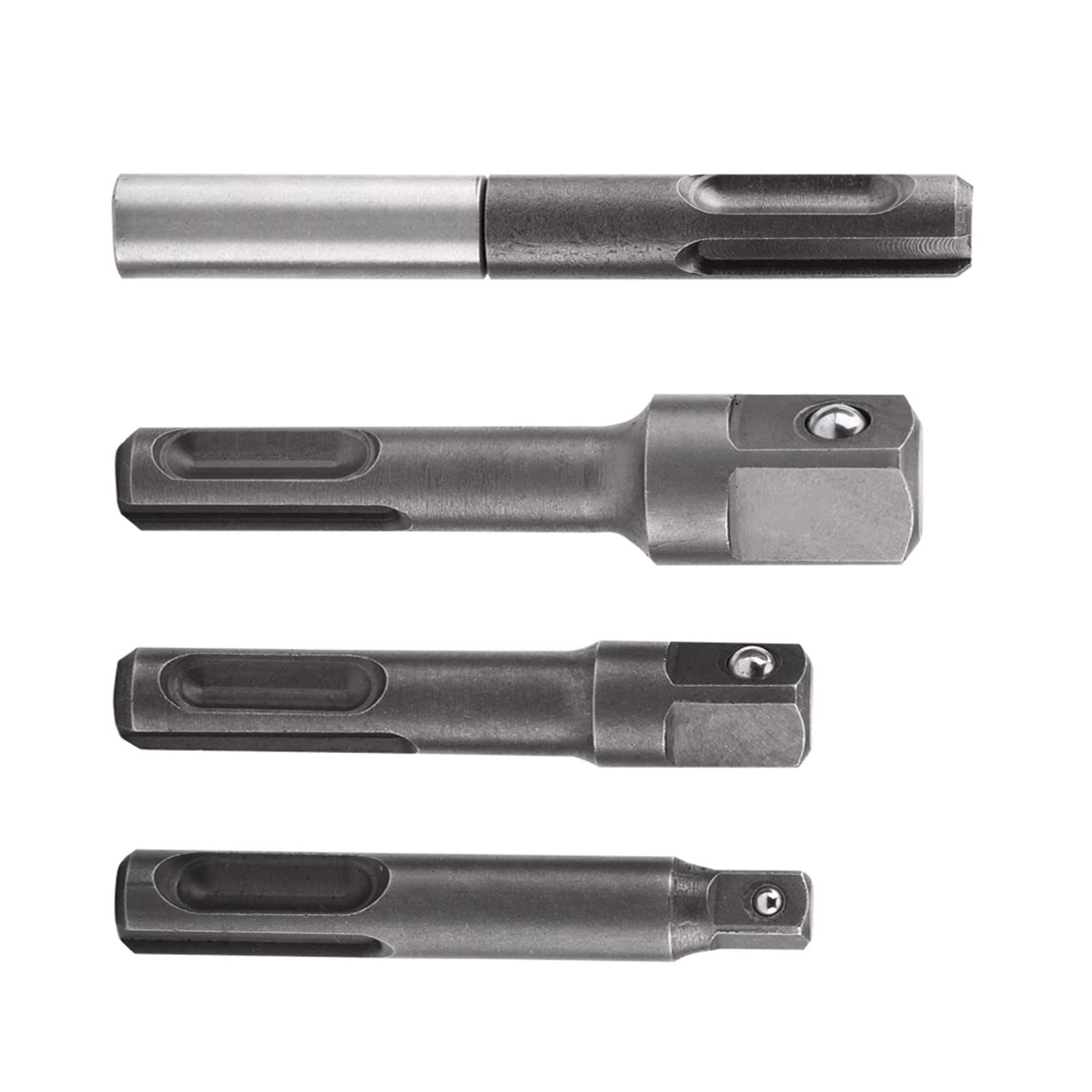 4Pcs Extension Adapter Set SDS Chuck Adapter 1/4" Hex Socket Adapter and 1/4" 3/8" 1/2" Square Extension Connector