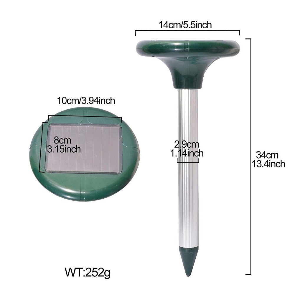 Outdoor Pest Repeller,Ultrasonic Mole Repellent 2 PCS Solar Waterproof Ultrasonic Pest Repeller for Repel Mole Voles Gopher Mice and Rats Rodent Yard Lawn Garden Repellent Pest Ultrasonic Repellents