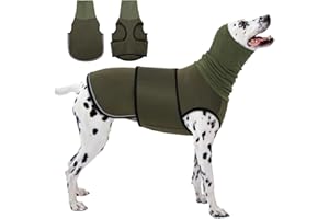 KOESON Dog Calming Hoodie, Pet Thunder Jacket with Ear Wrap, Breathable Dog Anti-Anxiety Vest for Thunder, Fireworks, Travel, Separation, Comfort Pet Anxiety Relief Wrap, Army Green L