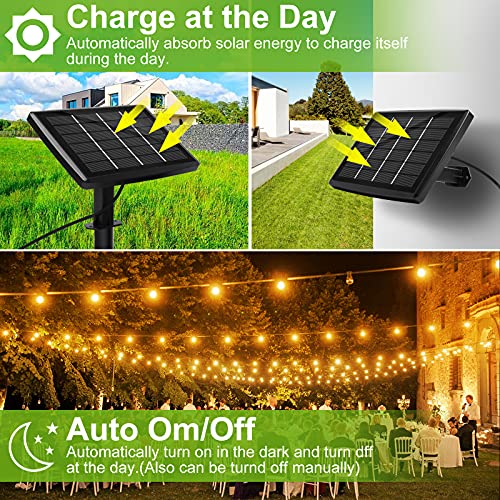 Baxstel Solar Lights Outdoor String Lights 50FT Vintage Edison 2W Shatterproof Bulbs Commercial