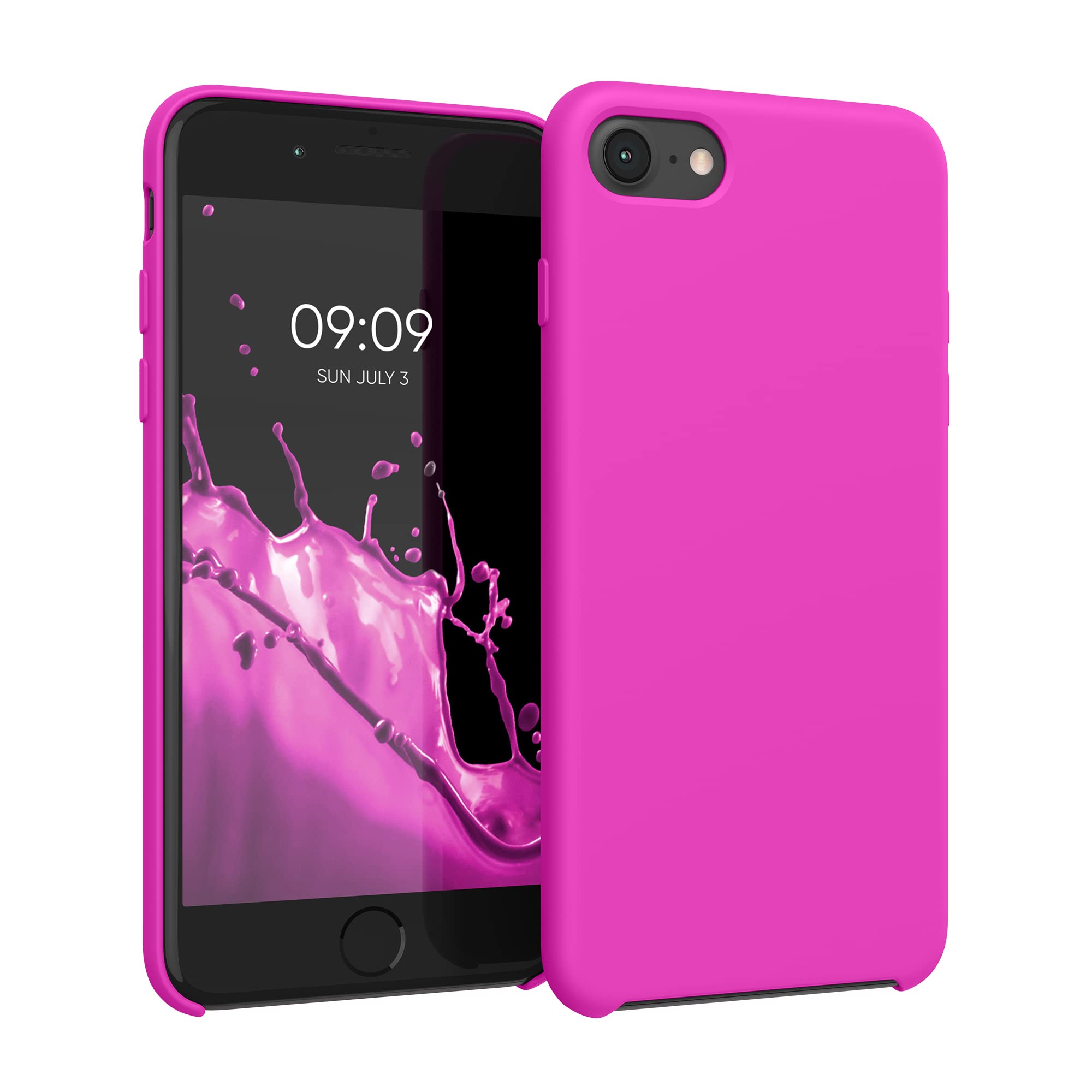 kwmobile Case for Apple iPhone SE (2022/2020) / iPhone 8/7 Case - Soft Cover - Shockproof Silicone - Wireless Charging Magenta โ image 1