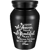 Aluminium Mini Keepsake Urn - Small Cremation Urn for Memorial Ashes - Butterflies - I Know Heaven is A Beautiful Place Because They Have My Mom