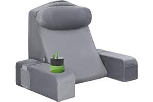 Reading Pillow for Adults, Back Pillow for Bed Sitting Up, Backrest Pillow for Sitting in Bed, Detachable Arms with Built-in 