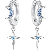 CYMYSS 925 Sterling Silver Dangle Earrings for Women, Small and Large Hypoallergenic Hoop Earrings Trendy huggie Earrings Drop Jewelry Gifts for Sensitive Ears