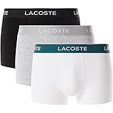 Lacoste mens Cotton Stretch Tricolor Waistband Trunks, 3-pack