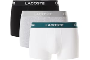 Lacoste mens Cotton Stretch Tricolor Waistband Trunks, 3-pack