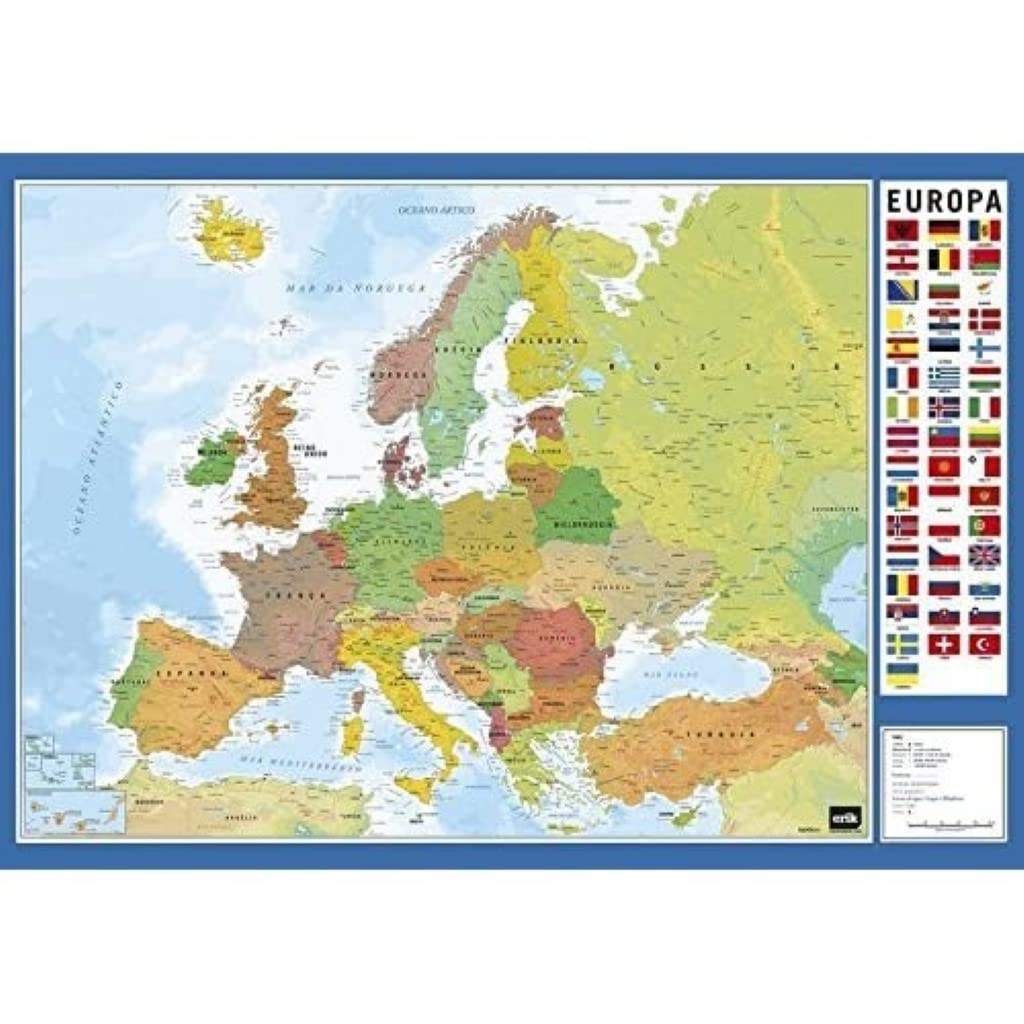 Grupo Erik Europe Map Desk Mat in Portuguese | 13.5 x 19.5 inches - 34.5 x 49.5 cm Pad Desk Protector Mat | Cute Stationery, Back to School Supplies