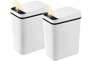 FRESHLIX 2 Pack Automatic Bathroom Trash Can 2.6 Gallon Smart Touchless Motion Sensor Trash Can with Lid Electric Waterproof Narrow Small Garbage Bin