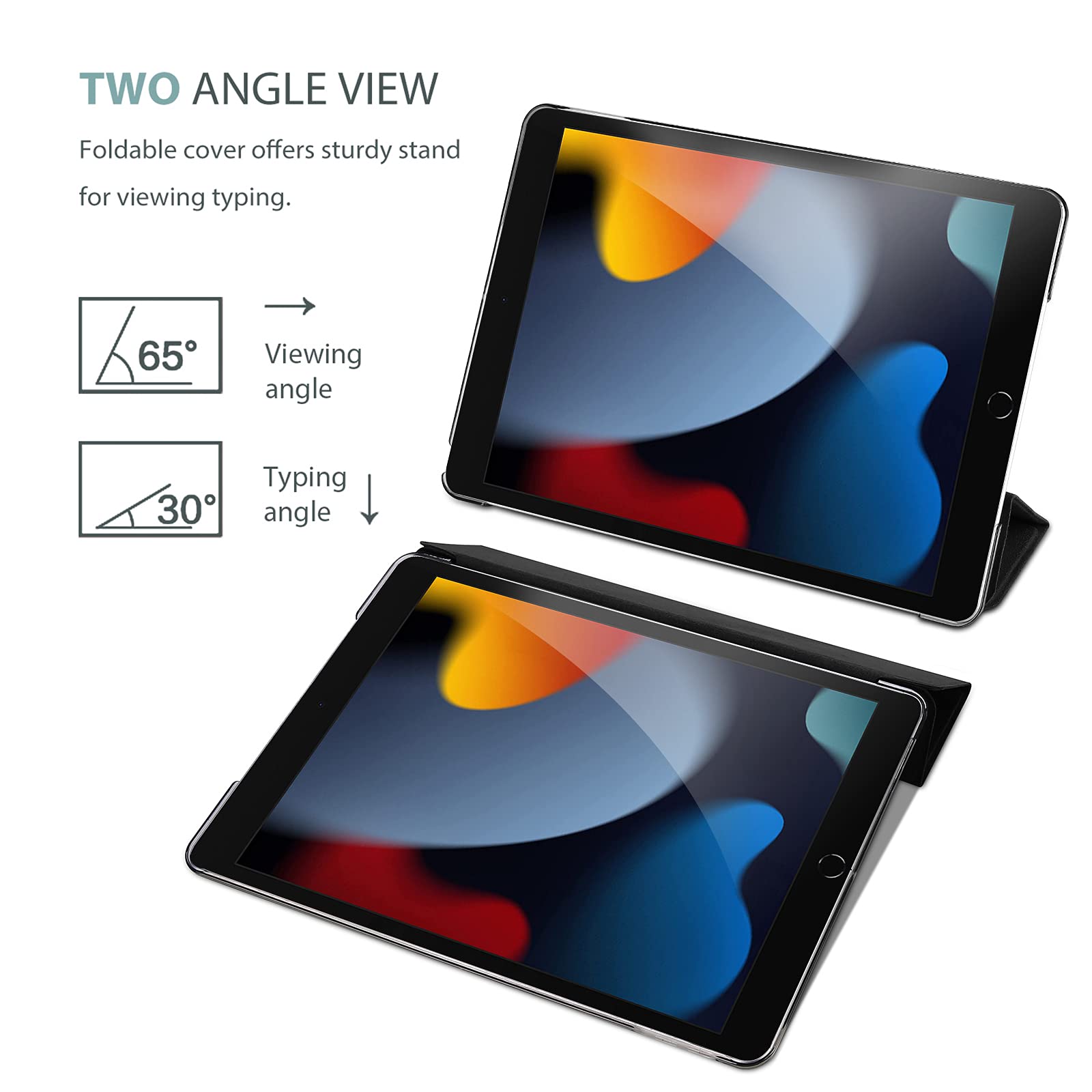 ProCase for iPad 9th/ 8th/ 7th Generation Case 10.2 Inch (2021/2020/2019 Release), 10.2 iPad Case 9th/ 8th/ 7th Gen Cover, Slim Smart Cover with Translucent Hard Shell Back -Matte Black