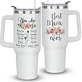 Heqianco Mimi Gifts Mothers Day Gifts For Grandma,Birthday Gift for Mimi From Grandkids New Grandma Gift,40 oz Tumbler With Handle Coffee cups with Straw and Lid