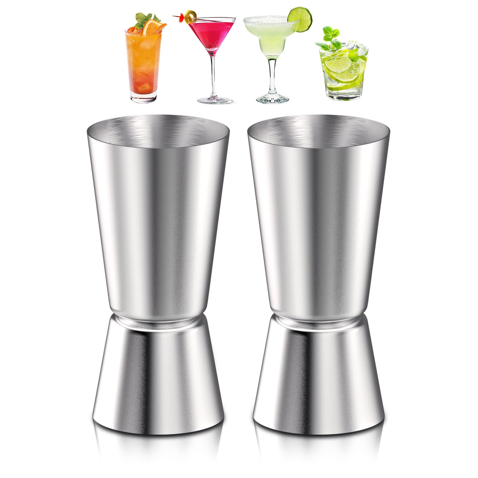 Set of 2 Spirit Measures 25/50ml, 304 Stainless Steel Double Cocktail Jigger, Alcohol Measure for Spirits, Drinks Measure for Bar Party Wine Cocktail Jigger Shaker, Spirit Measures 25ml 50ml