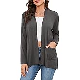 TASAMO Women's Casual Lightweight Cardigan Long Sleeve Open Front with Pockets Cozy Soft Knitted Drape Fall Flowy Cardigan