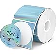 MUNBYN 2" Circle Holographic Thermal Label Stickers Blue, Round Printable Rainbow Glitter Thermal Printer Sticker Labels for Gift Wrapping, Self-Adhesive Name Price Tag DIY Custom Logo Design
