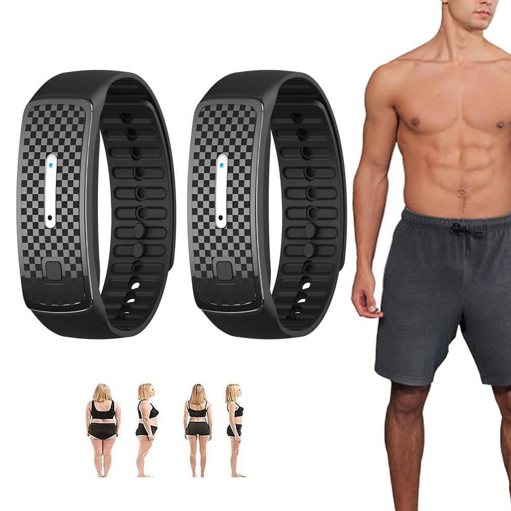 GWINDY Matteo Ultrasonic Body Shape Wristband, Magnetic Lymphatic Drainage Detox Bracelet, Smart Waterpoof Weight Loss Slim Fit Bracelet for Men and Women (2PCS,Black)
