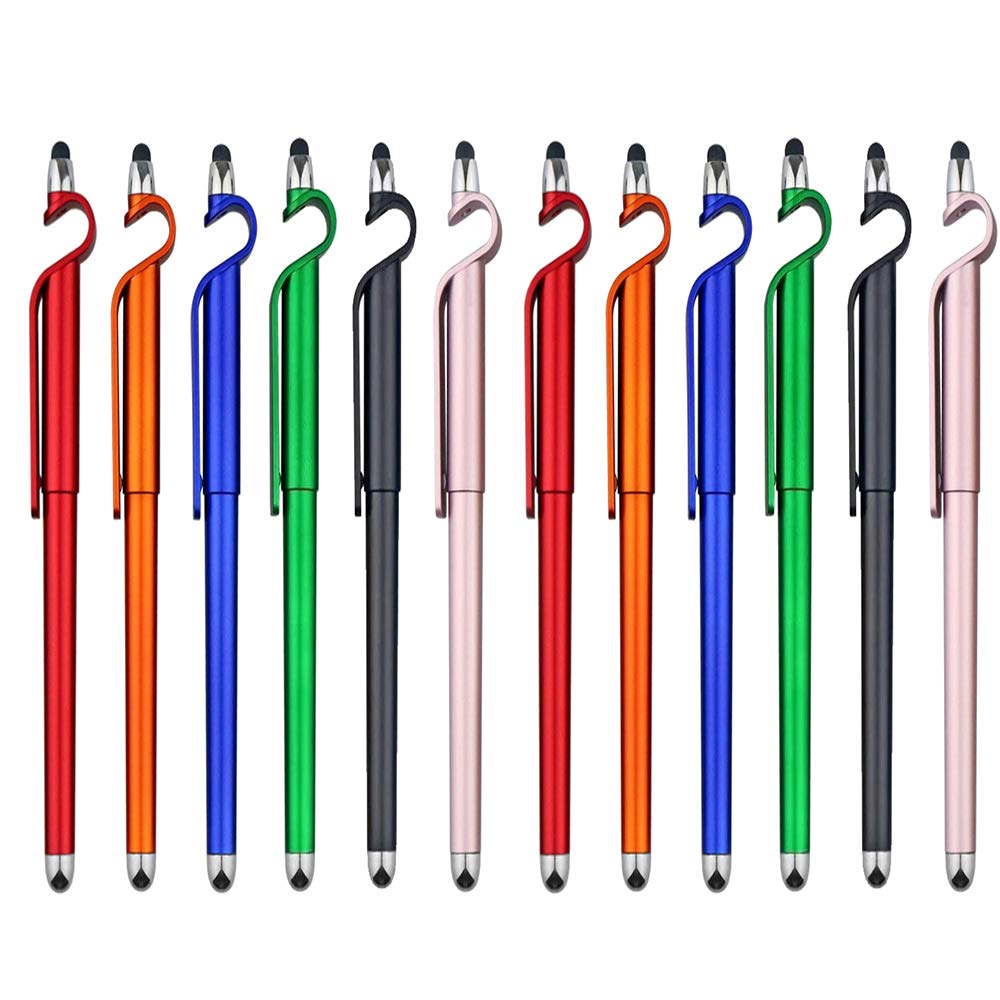 SITAKE Stylus Pen, 12 Pcs Multifunctional 3 In 1 Phone Holder + Capacitive Stylus + Ballpoint Pens, Mobile Phone Stand Stylus Pens For All Touch Screen Device, Phones, Tablet and Computer (Style 2)
