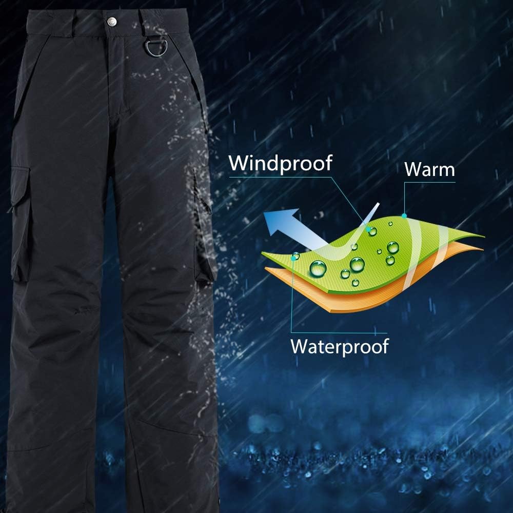 Wantdo Men's Waterproof Ski Pants Warm Insulated Snow Pants Hiking Cargo Pants: Clothing