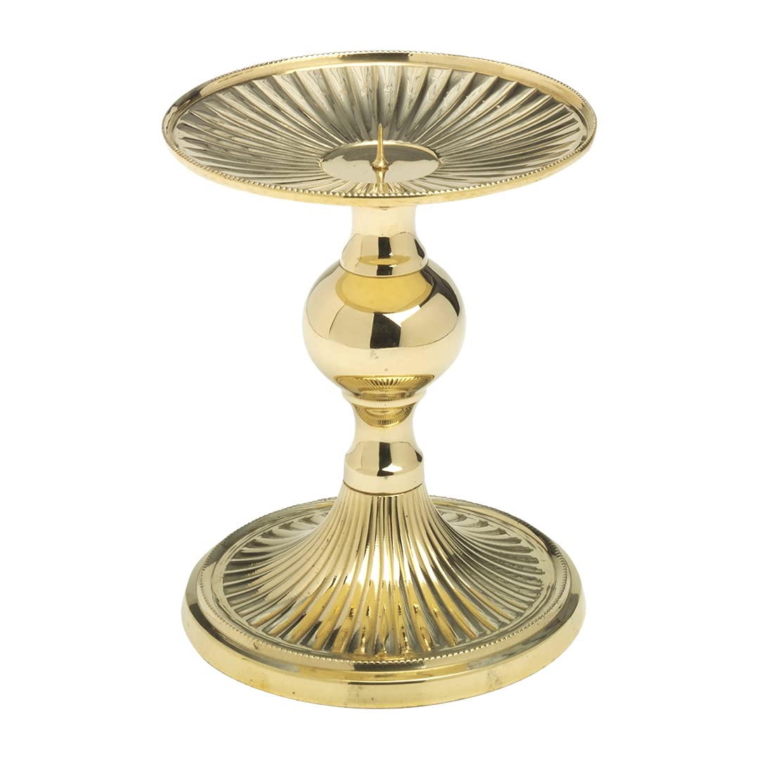 NKlaus Glanz Disc candlestick brass gold height 15cm candlestick Ø13cm altar chandelier 10754