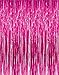 Adorox (2 pc Metallic Pink) Metallic Silver Gold Rainbow Foil Fringe Curtains Party Wedding Event Decoration Photo Backdrop