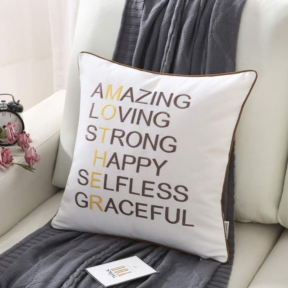 Sanmetex Mom Gifts from Daughter, Son - Best Mom Birthday Gifts - Unique Mom Gifts for Thanksgiving Day, Mothers Day, and Christmas Throw Pillow Cover 18 X 18 Inch, (45cm X 45cm) Brown