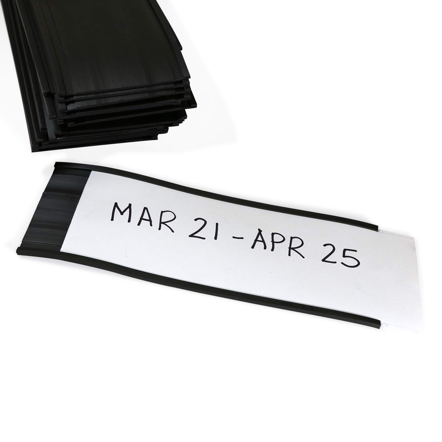 SmartSign (Pack of 25) 3 x 8 inch Flexible 'C' Channel Shelf Label Holders with Inserts, 62.5 mil Magnetic Material, Black