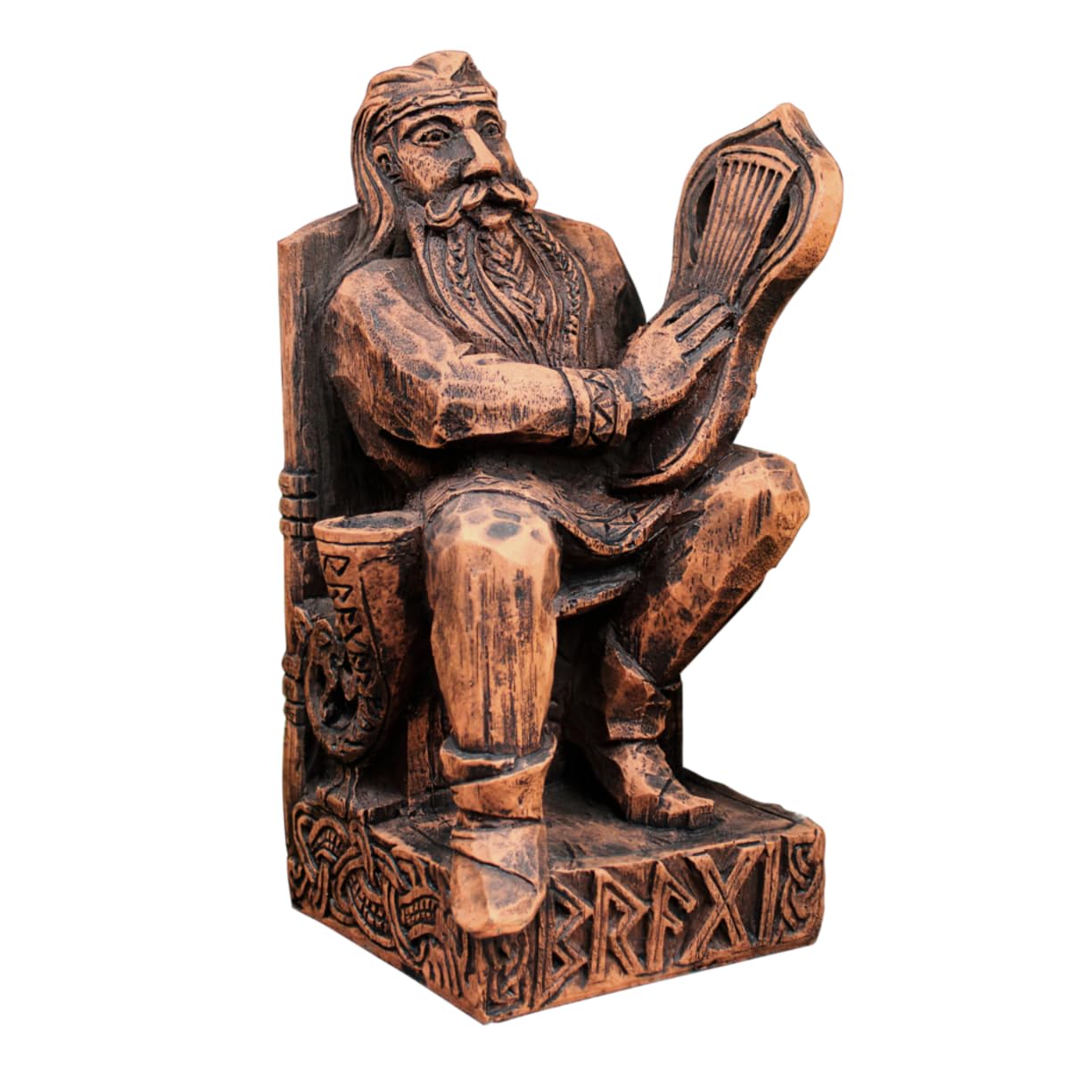 Dryad Design Norse God Bragi Statue - Viking God of Bards and Poetry Home Decor (Wood Finish)