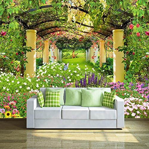 Ohcde Dheark Custom Photo Wall Paper Pastoral Garden Flower 3D Wall Mural Restaurant Cafe Living Room Backdrop Wall Painting Mural Wallpapers,200Cmx140Cm(78.7 By 55.1 In )