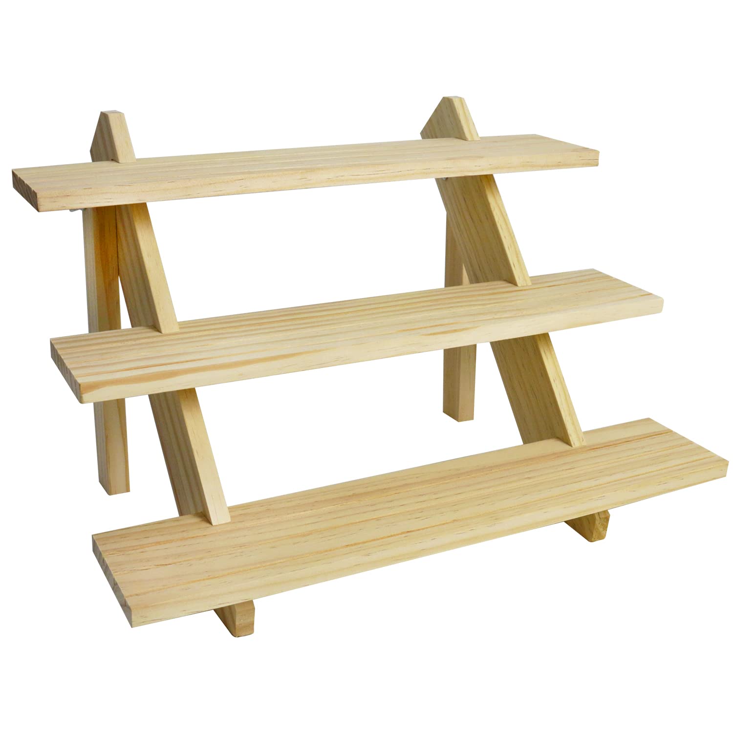 Auroal 3 Tier Earring Display Stands For Selling, Retail Display Riser Earring, Removable Countertop Small Merchandise Display Stand, for Figures,Cupcake, Photo (Wood color)