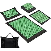 XiaoMaGe Acupressure Mat and Pillow Set with Carrying Bag - Acupuncture Mat for Neck & Back Pain Relief - Foot Manual Massage