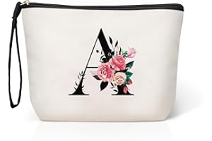TOPEAST Personalized Makeup Bag - Monogrammed Cosmetic Bags Toiletry Pouch, Birthday Gifts for Women Mom,Gifts for Best Friend, Bride Bridesmaid (Letter A)