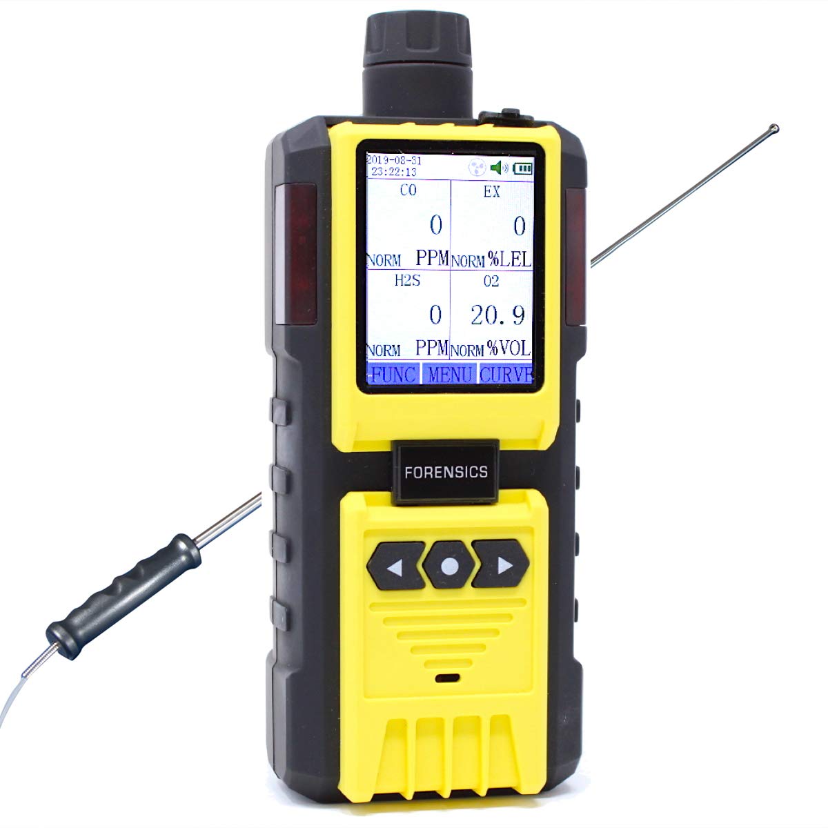 Photo 1 of 4 Gas Monitor by Forensics | Built-in Pump Multi Gas Meter | O2, CO, H2S, LEL | Color Display & Graphing | USA NIST Calibration | Computer Data Logging |