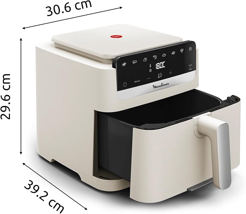 Easy Fry Mega Compact, Friggitrice ad Aria, Risparmio Energetico, Capacità 7.5L, Frontale Rimovibile, EZ866AF0