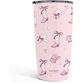 SANDJEST Cowgirl Tumbler 20oz, Stainless Steel Travel Cup with Lid, Insulated Coffee Mug, Cowgirl Gifts for Women Girls Friends Sisters on Birthday Christmas (Pink)