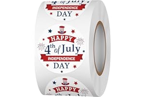 Acetiamin 500Pcs Patriotic Stickers Roll, 1.5 inch Happy 4th of July Star Label for Independence Day Memorial Day Decorations Patriotic Decor Party Supplies