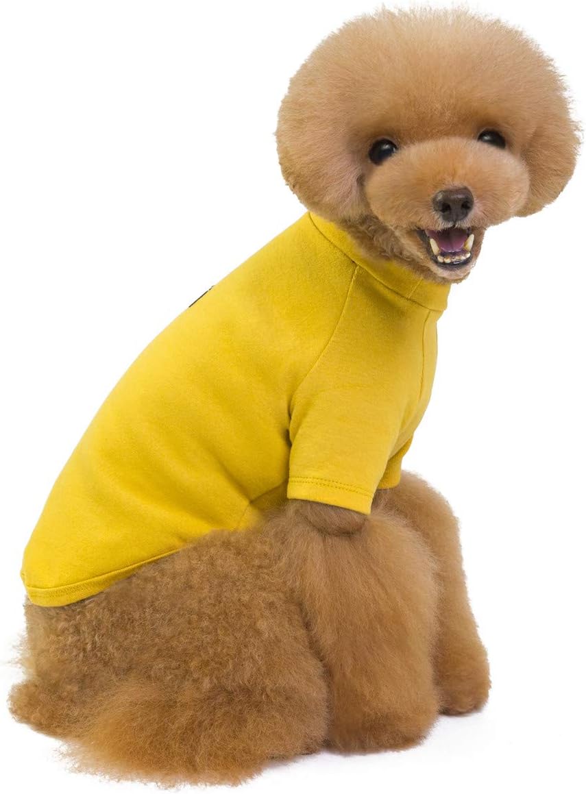 Harfkoko Pet Heroic Puppy Dog Cat T-Shirts Summer Dog Puppy Basic Shirts Clothes Spring Summer Autumn Navy Blue Wine Red Fashion Yellow Pure colors Only for Small Dogs Cats Puppy - Weight 1.2-9.0 KGS