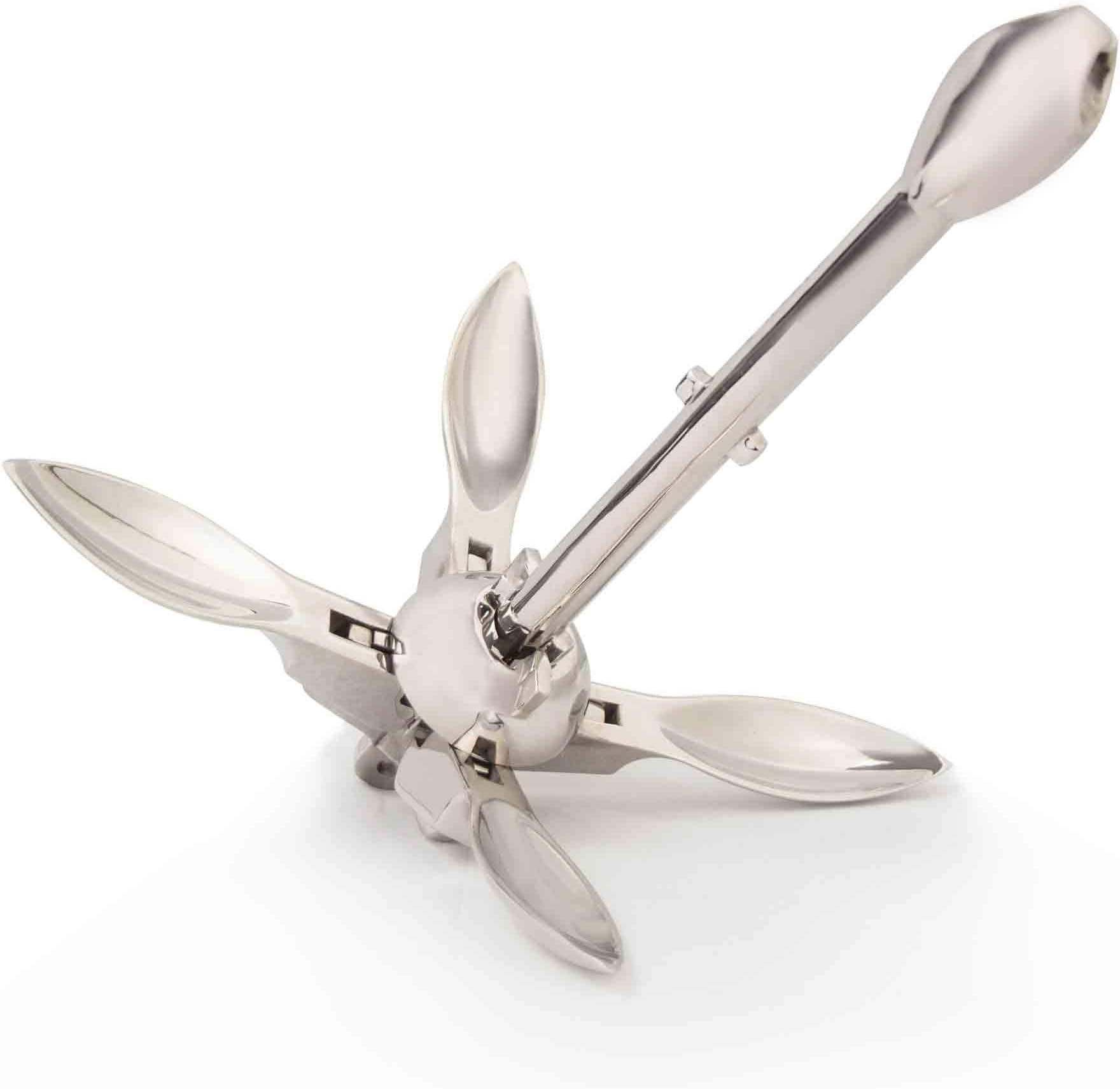 Five Oceans Stainless Steel Folding Grapnel Anchor, 3.3 Lbs, 5.5 Lbs, 7 Lbs
